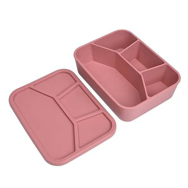 Silicone 4 Section Baby Lunchbox - Pink