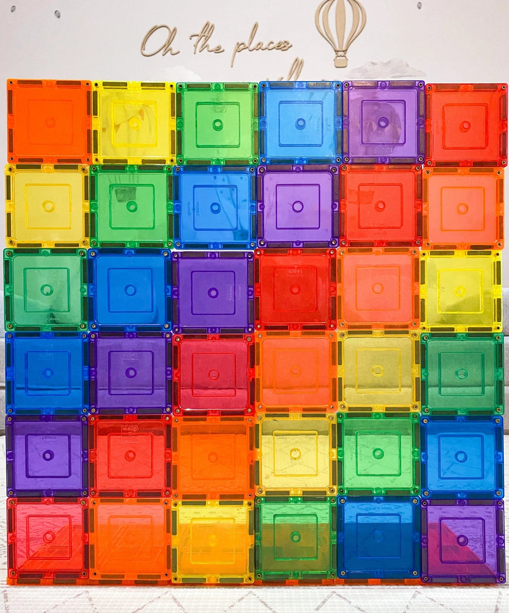 Learn & Grow Magnetic Tiles - Small Square Pack (36 Piece)