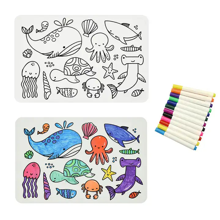 Kids Colouring Placemat with washable pens