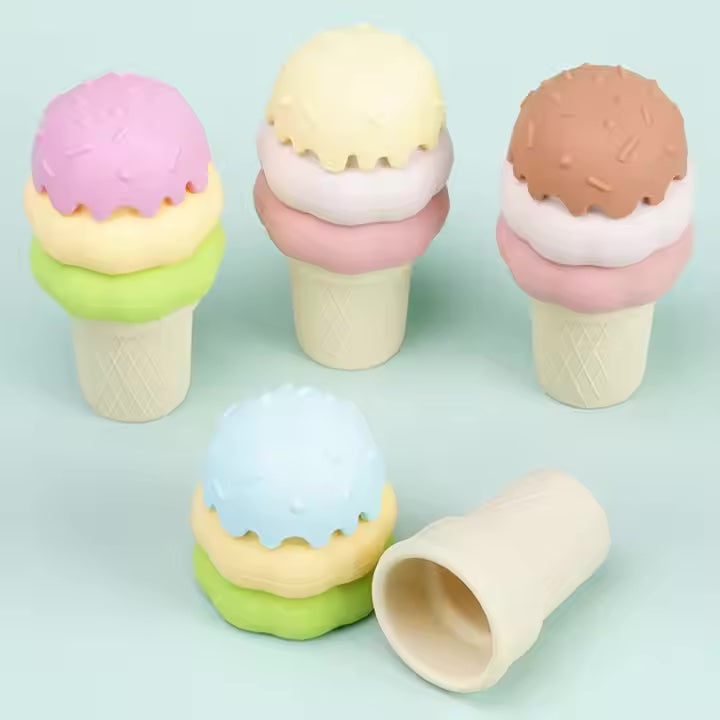 4-Piece Silicone Ice Cream Bath Toys