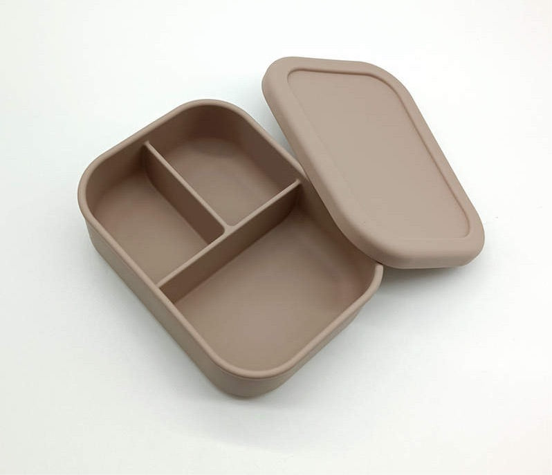 3 Section Silicone Snack Lunchbox - Beige