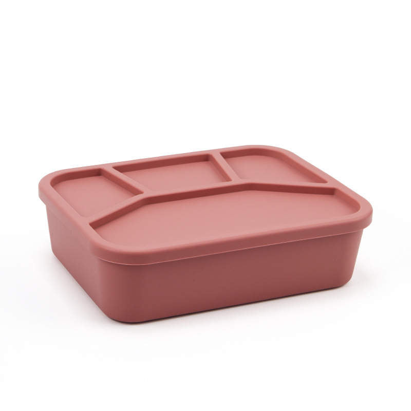 Silicone 4 Section Baby Lunchbox Pink Closed Lid