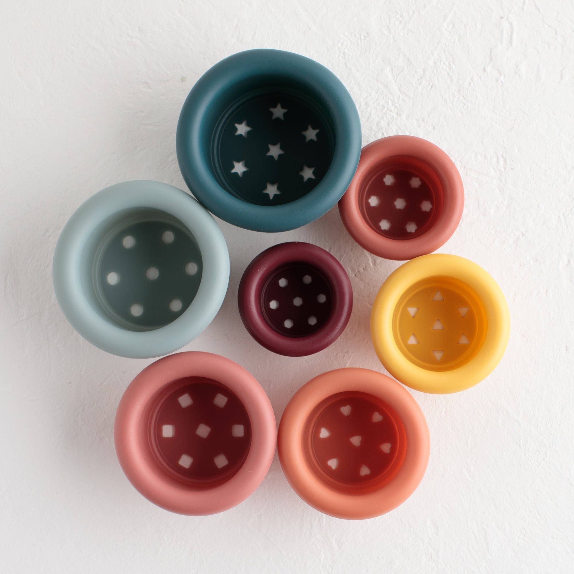 Silicone Stacking Cups vibrant colours