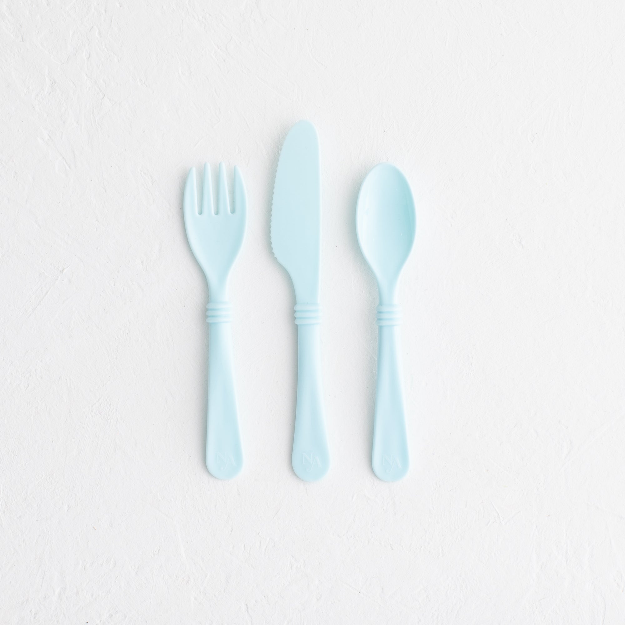 Recycled plastic cutlery set - eco-friendly utensils for sustainable dining - blue set.