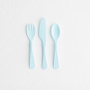 Recycled plastic cutlery set - eco-friendly utensils for sustainable dining - blue set.
