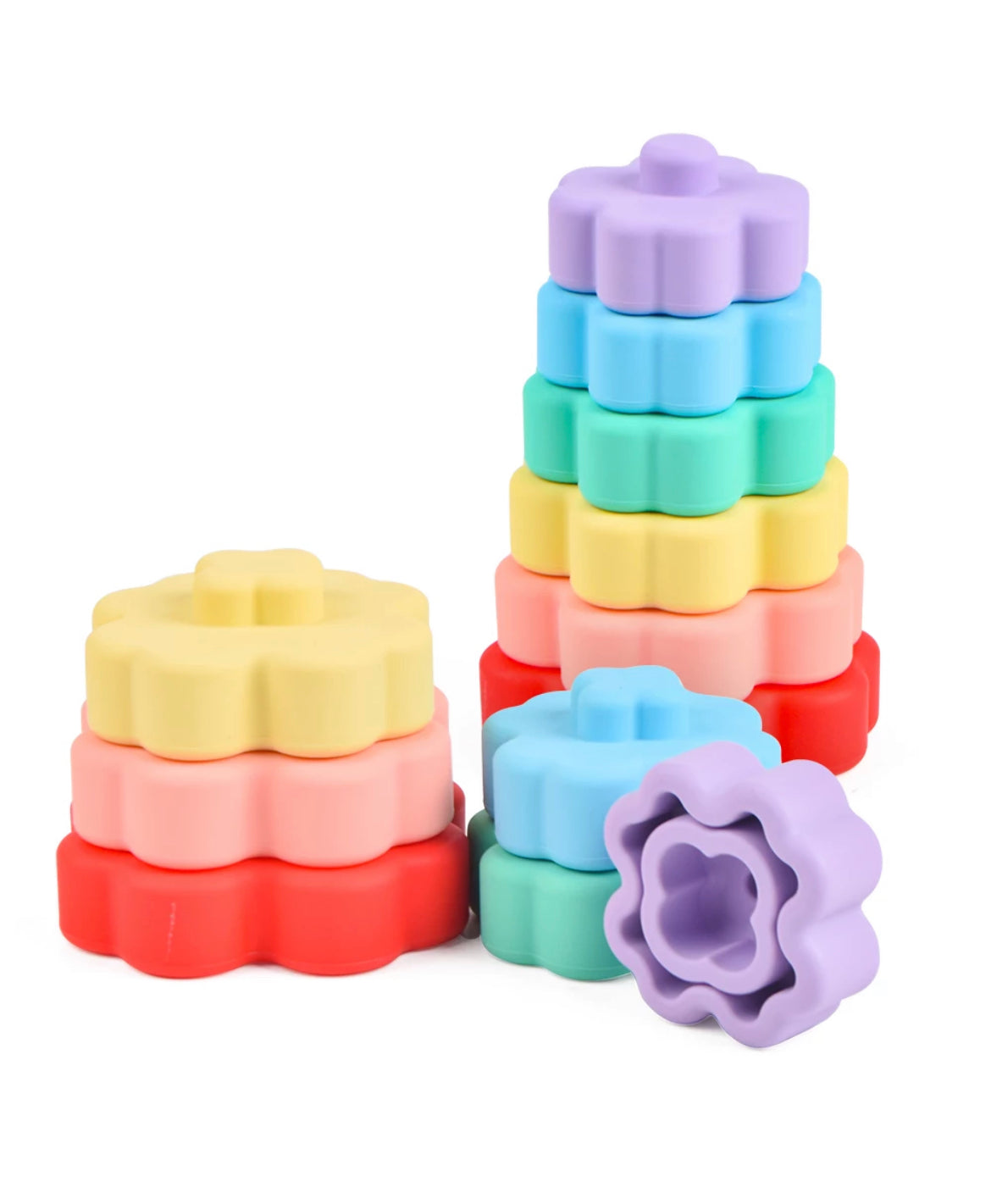 Baby Silicone Stacking Rings - Nestor Avenue, rainbow and rustic